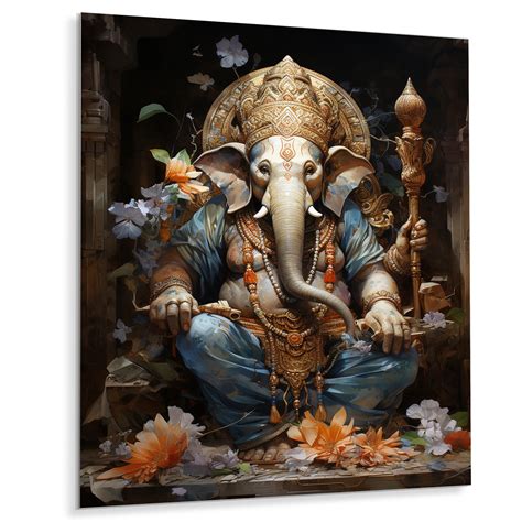 Bungalow Rose Gold Grey Indian Art Mystic Ganesha On Metal Print | Wayfair