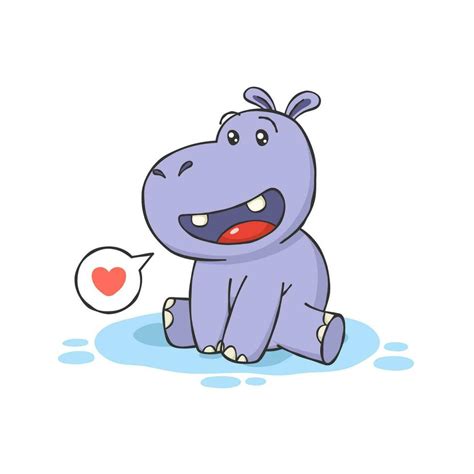 Cute Hippopotamus Cartoon Character Sitting Pose 28583969 Vector Art at ...