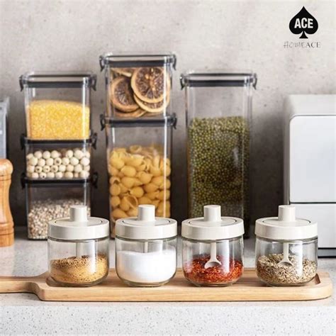 Homeace Glass Jar Spice Airtight Containers Condiment Saltseasoning Storage Bottle Spice Jars