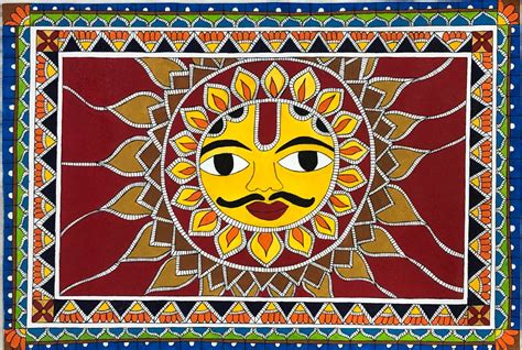 Sun God16x24 International Indian Folk Art Gallery