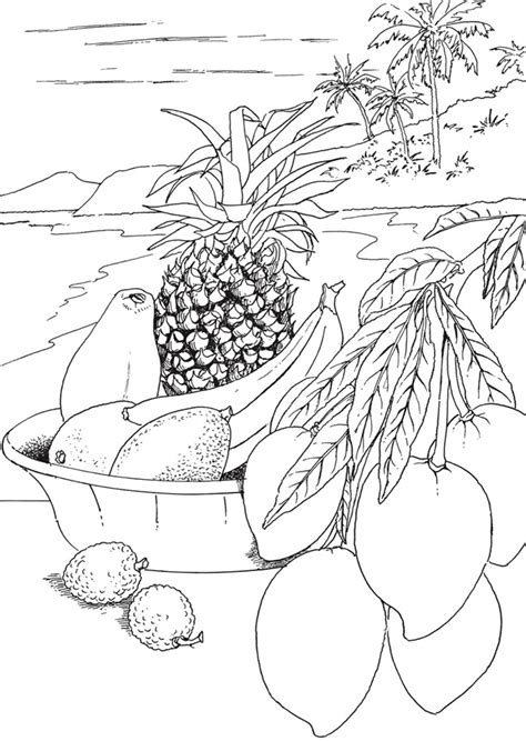 Tropical Fruit Coloring Page