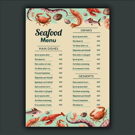 Premium Vector Sea Food Menu Template