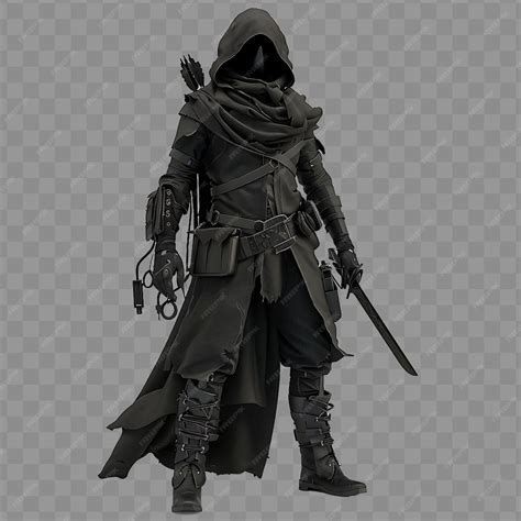 Premium PSD | Cunning Thief Sly Rogue With Slender Form Black Stealth ...