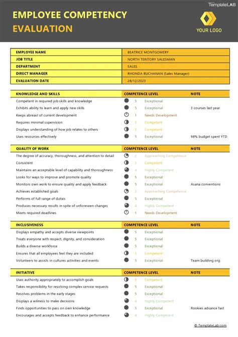 12 perfect employee evaluation templates free – Artofit