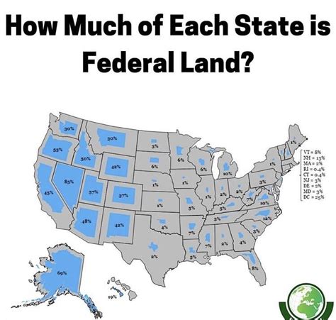 Federal land in each state : r/MapPorn