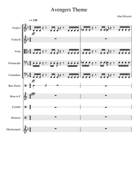 Avengers Theme Sheet Music For Violin Viola Cello Contrabass