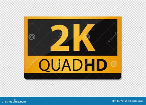 Quadhd 2k Icon Golden Vector Illustration Isolated On Transparent