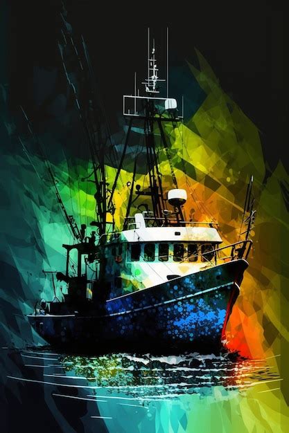 Premium AI Image Brightly Colored Boat In The Water With A Rainbow