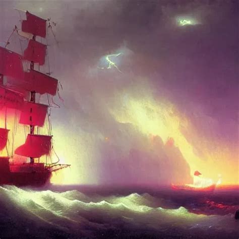 Sinister Pirate Ships Shooting Lasers At Each Other Stable Diffusion