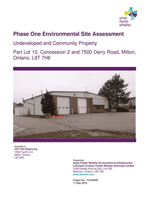 Fillable Online Phase One Environmental Site Assessment Fax Email Print Pdffiller