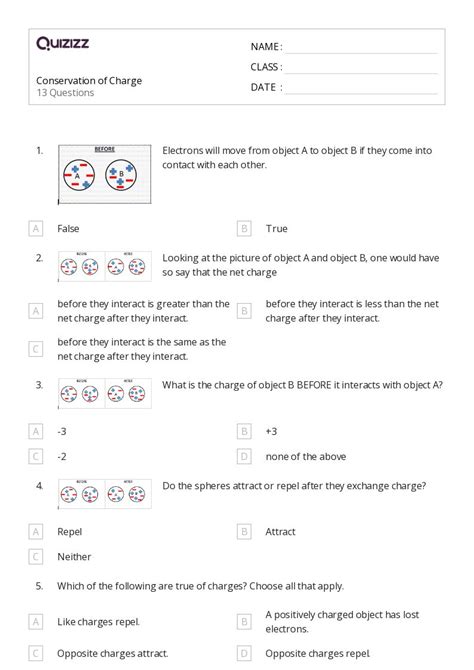 Conservation Of Charge Worksheets On Quizizz Free Printable