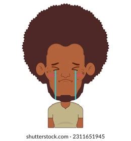 African Man Crying Scared Face Cartoon Stock Vector Royalty Free