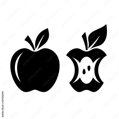 Apple Vector Silhouette And Apple Core Icon Stock Vector Adobe Stock