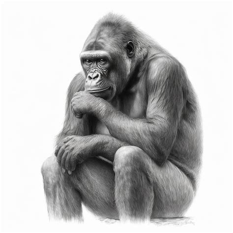 Premium Photo | Pencil sketch cute gorilla animal drawing AI Generated