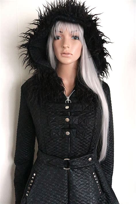 Romantic Goth Quilted Jacket Swing Coat Victorian Vampire Etsy