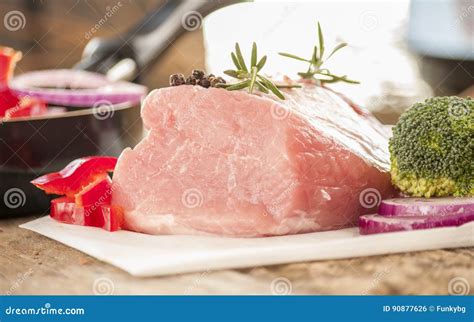 Raw Organic Boneless Pork Chops Ready To Cook Stock Photo Image Of