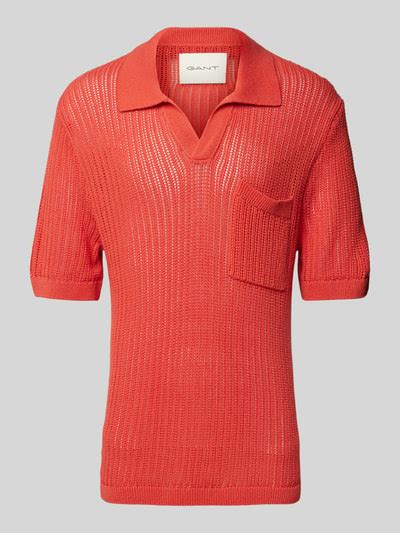 Gant Poloshirt Aus Leinen Mix In Unifarbenem Design Orange Online Kaufen