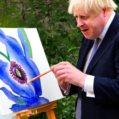 Boris Johnson Painting A Watercolour Of A Passion Stable Diffusion