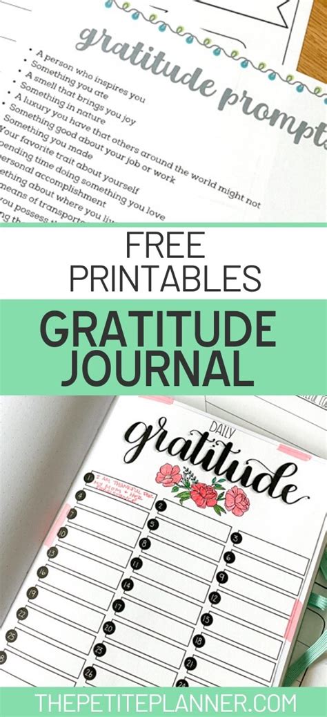 Daily Gratitude Journal Prompts Free Printables ⋆ The Petite Planner