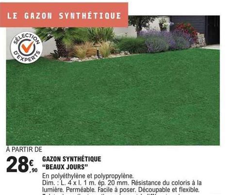 Promo Gazon Synth Tique Beaux Jours Chez E Leclerc Brico Icatalogue Fr