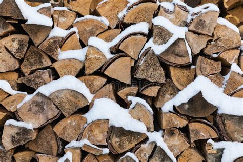 The Wood into the Fireplace with Snow Stock Photo - Image of trees ...