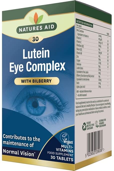 Лутеин комплекс за очи Natures Aid Lutein Eye Complex 90 таблетки