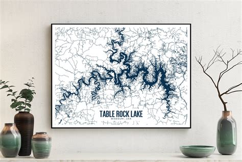 Table Rock Lake Printable Map Table Rock Lake Missouri Wall Etsy