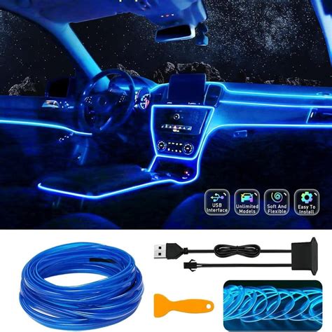 Tira Luz Led Para El Interior Del Auto Conexión Usb Azul Elmejorprecio