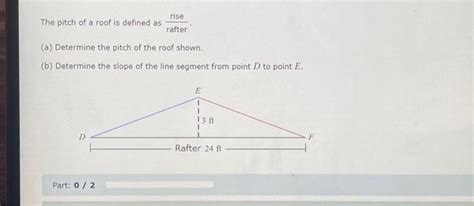 [Solved]: The pitch of a roof is defined as rafterrise. (a)