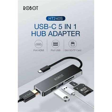 Jual Robot Ht240s Usb C Hub 5in1 Usb Hub Type C Card Reader 4k Hdmi