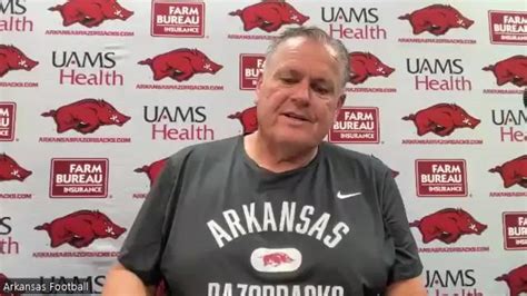 WATCH Arkansas Football Coach Sam Pittman Recaps Razorbacks Win Over