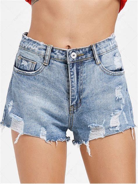 Off Cutoffs Destroyed Denim Shorts In Jeans Blue Zaful