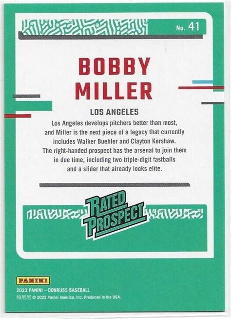 2023 Donruss 41 Bobby Miller Holo Red 2023 EBay