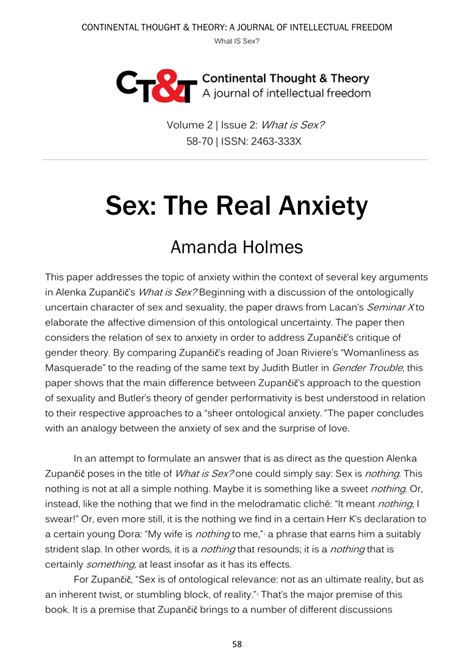 Pdf What Is Sex Sex The Real Anxiety