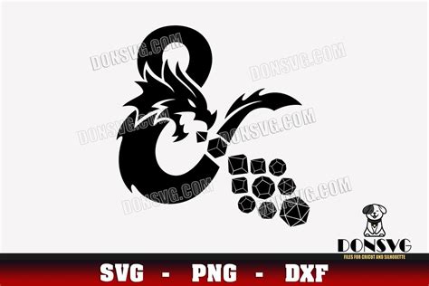 Dragon Logo With D20 Dices SVG Cut File DnD 20 Sided Dice Image Cricut