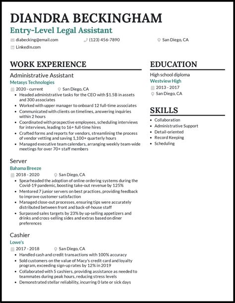 13 Legal Assistant Resume Examples And Templates