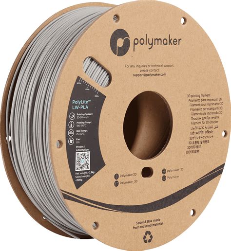 Polymaker PolyLite LW PLA Filament 1 75mm 0 8kg Light Weight PLA 3d