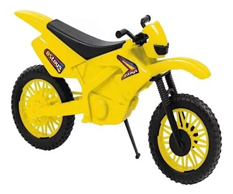 Motinha De Brinquedo New Moto Cross 18 Cm Na Solapa Bs Toys Cor Amarelo