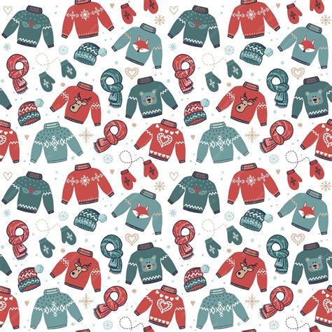 Premium Vector Christmas Seamless Background With Ugly Sweaters