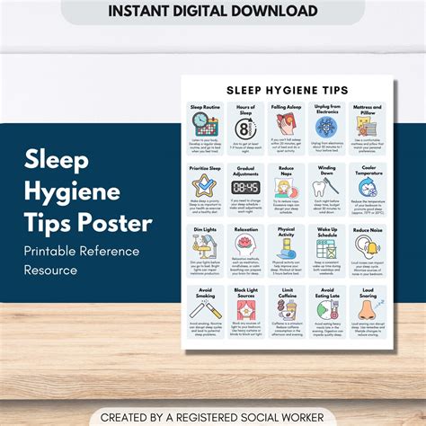 Sleep Hygiene Poster Sleep Wellness Handout Sleep Tips Checklist