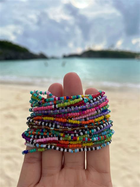 Set Of Six Colorful Boho Beaded Bracelets Beachy Summer Bracelet