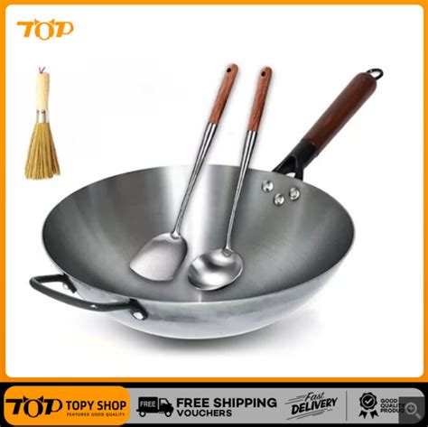 Days Delivery Chinese Wok Pan Non Stick Original Cast Iron Carbon