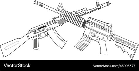 Two Crossed American M16 Assault Rifles Royalty Free Vector