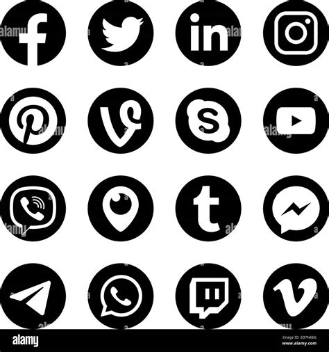 Black And White Vector Social Media Icons