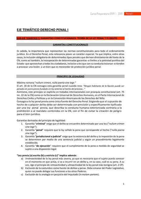 Apunte Efip I Penal I 1 Eje TemÁtico Derecho Penal I Sub Eje