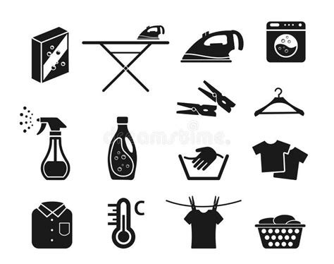 Laundry Symbols And Icons Set Vector Stock Illustration Illustration