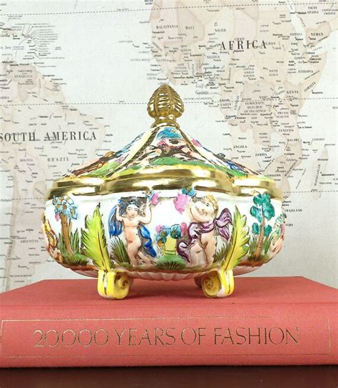 Italian Capodimonte Jewelry Box Antique Trinket Box Gem