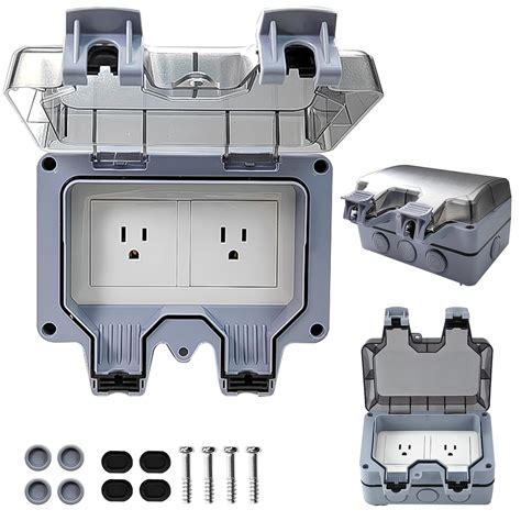 2 Gang Outdoor Electrical Outlet 15a 110 250v Weatherproof Outdoor