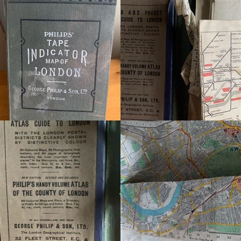 Antique 1900s Philips Tape Indicator Map Of London By George Philip