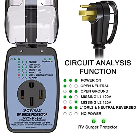 Powsaf Rv Surge Protector With Waterproof Cover Rv Voltage